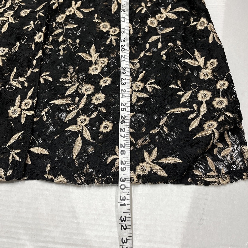 Catherines Kimono Womens 2XWP Black Lace Gold Floral Open Front Event Cocktail - Picture 5 of 6